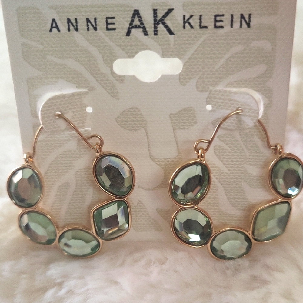 Anne Klein Gold and Green Classic Earrings - Picture 2 of 2